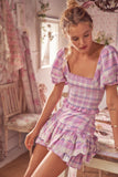 Dileoo Colorful Vintage Plaid Elastic Camis Pleated Short Design Slash Neck Simple Summer New Women Crop Top