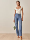 Dileoo 2022 Summer Vintage Prairie Chic Lace-Up Floral Print Camis Spaghetti Strap Slit Elastic Tank Top Zipper Vestido Women