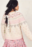 Dileoo Patchwork Cardigan Christmas Sweater Women Open-Knit Long Sleeves Loveshackfancy Women's Deena Stripe Alpaca Blended Sweaters