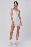 Dileoo Fashion Summer Dress Women Sleeveless Zipper Cotton Embroidery Backless Ruffles Lining White Mini Dress Femme Vestidos