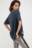 Dileoo Linjiashop Spring Summer Women Long Tshirt Oversized Cotton Short Sleeve O Neck Top New Fashion Female T-Shirt